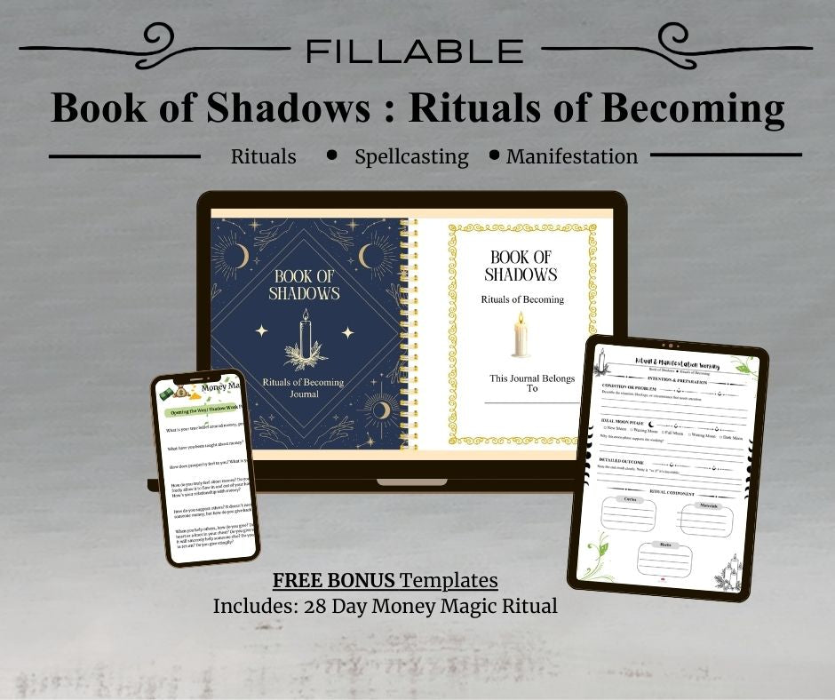 Book of Shadows: Rituals of Becoming Journal (Digital-Fillable PDF)