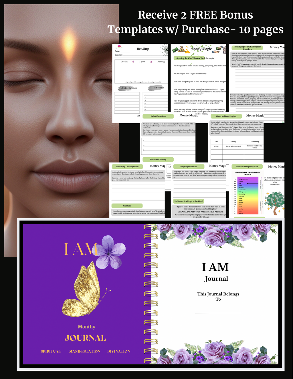 The IAM Spiritual Alignment Journal (Monthly)- Digital Interactive Journal (w/ Purchase- Receive 2 FREE Bonus Templates)