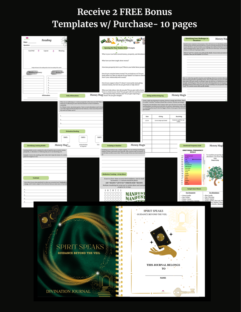 Spirit Speaks: Guidance Beyond the Veil Journal (Digital PDF & Fillable)