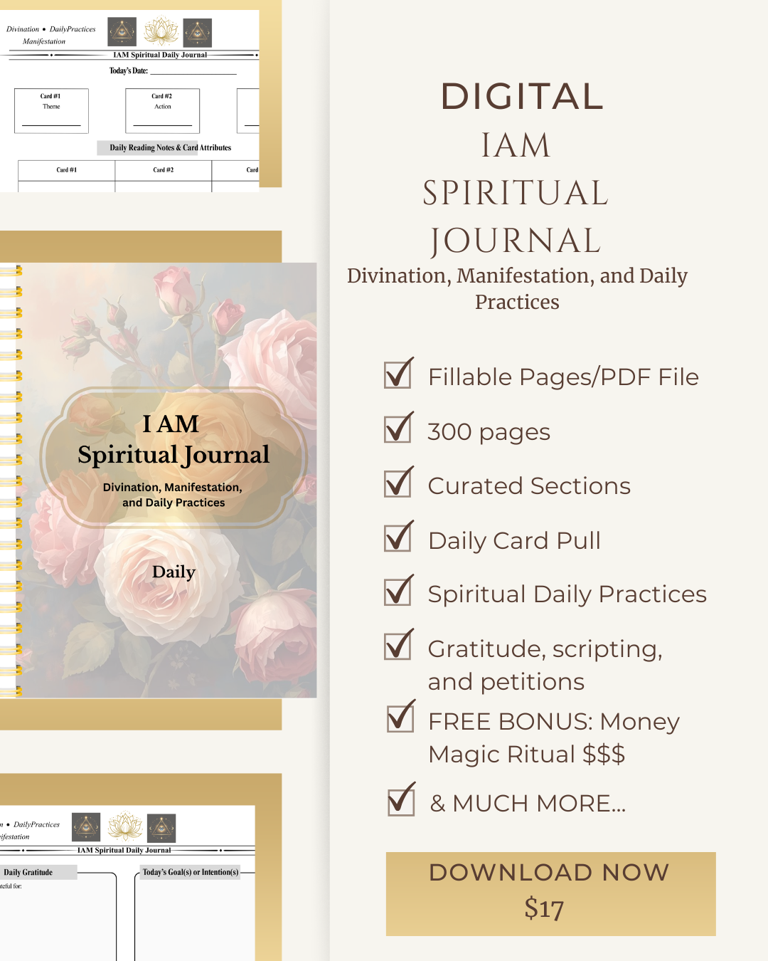 IAM Spiritual Daily Journal - Digital PDF w/ Fillable Pages (2 FREE Bonus Templates w/ Purchase)