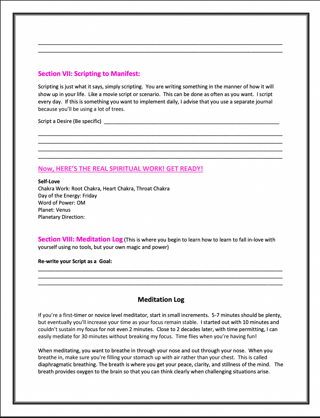 Self-Love Goddess Spiritual Mini Workbook Guide PDF (Downloadable)