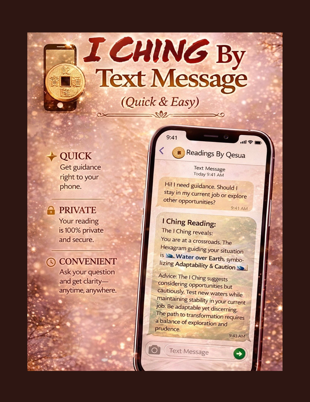 iChing Reading by Text Message (1 Question)
